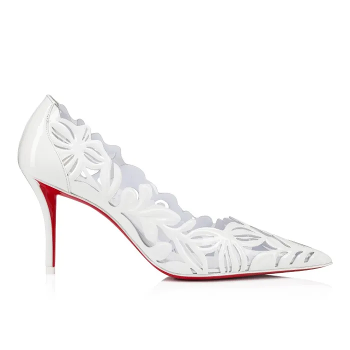 Women Apostropha Petunia 80 Mm Pumps 8211 PVC And Patent Leather 8211 White Christian Louboutin Pumps