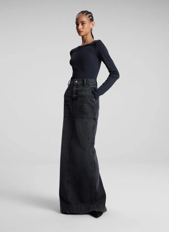 Women Ari Cotton Rib Long Sleeve Tee Black ALC Tees and Tanks