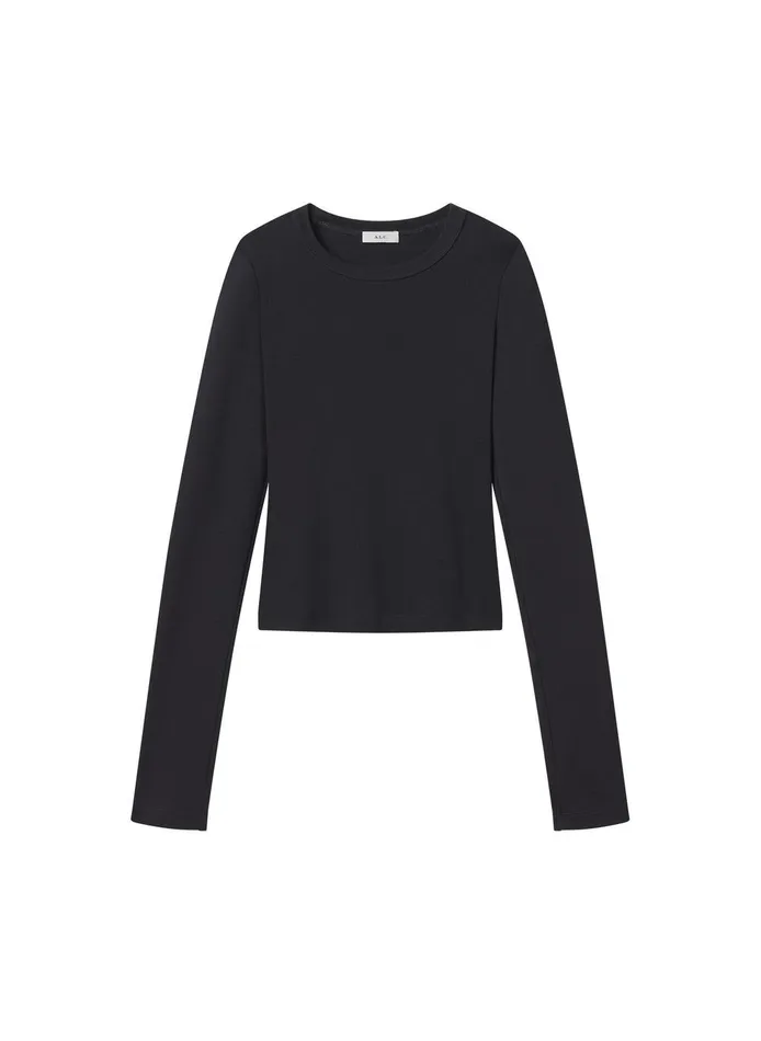 Women Ari Cotton Rib Long Sleeve Tee Black ALC Tees and Tanks