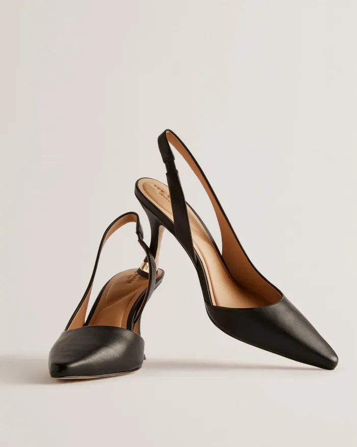 Women ARIII 8211 Slingback Leather Court Heels Black Ted Baker Heels