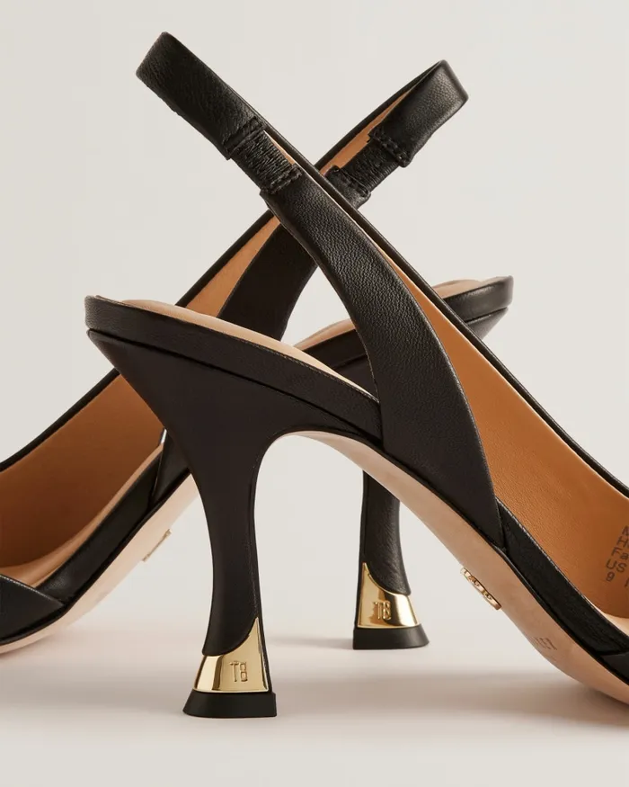 Women ARIII 8211 Slingback Leather Court Heels Black Ted Baker Heels