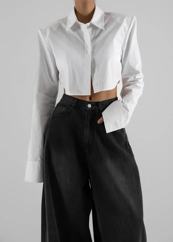 Women Ashford Wide Leg Jeans 8211 Black Wash The Frankie Shop Bottoms