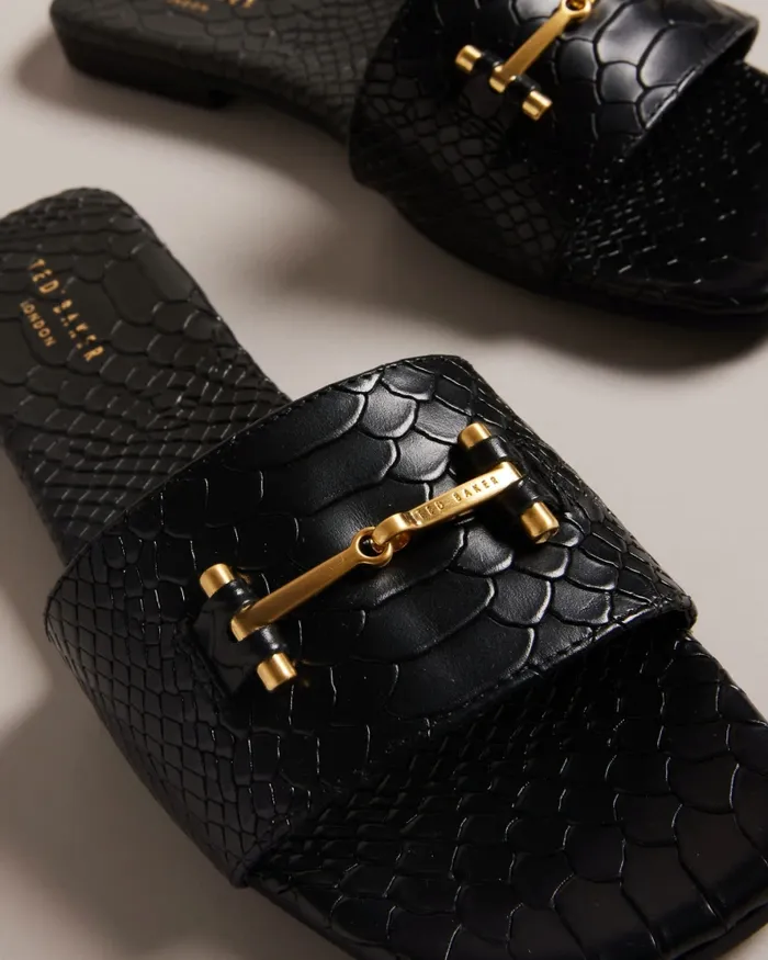 Women ASHINU 8211 Leather Equestrian Sandals Black Ted Baker Sandals and Sliders