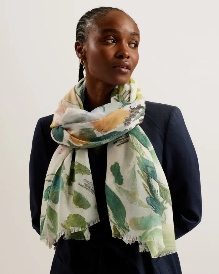 Women AUDREYS 8211 Printed Floral Scarf White Ted Baker Scarves Women AUDREYS 8211 Printed Floral Scarf White Ted Baker Scarves
