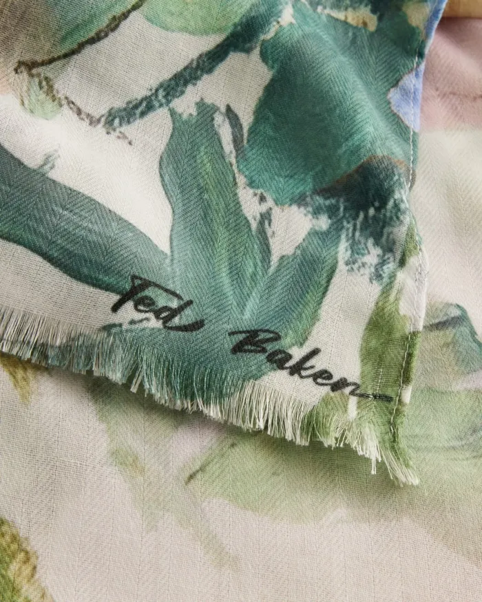 Women AUDREYS 8211 Printed Floral Scarf White Ted Baker Scarves Women AUDREYS 8211 Printed Floral Scarf White Ted Baker Scarves