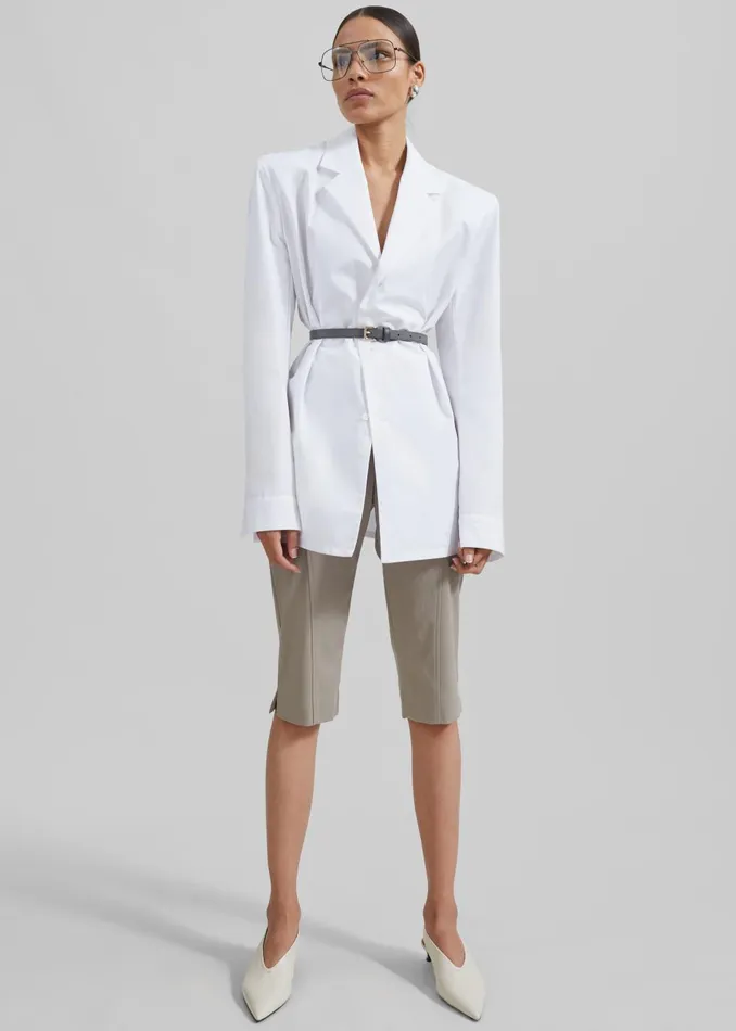 Women Avianna Padded Button Up Shirt 8211 White The Frankie Shop Tops