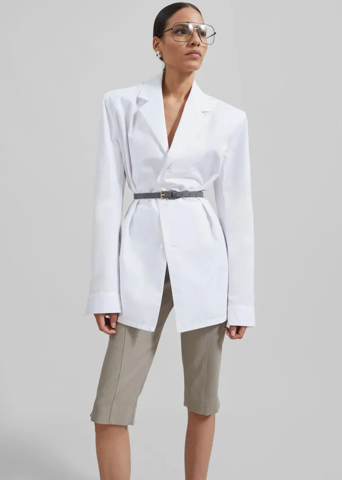 Women Avianna Padded Button Up Shirt 8211 White The Frankie Shop Tops