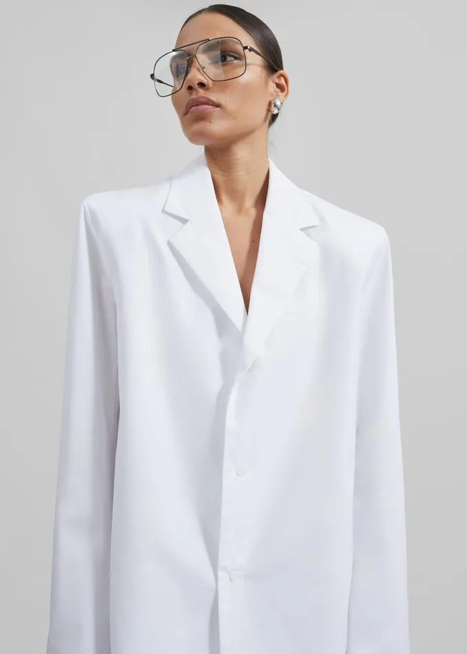 Women Avianna Padded Button Up Shirt 8211 White The Frankie Shop Tops