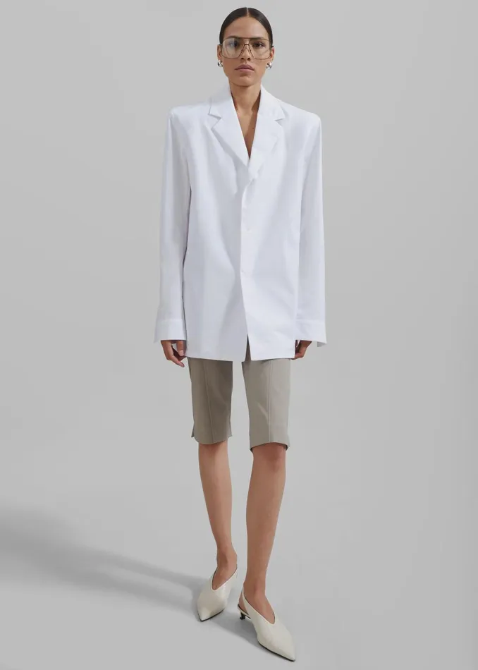 Women Avianna Padded Button Up Shirt 8211 White The Frankie Shop Tops