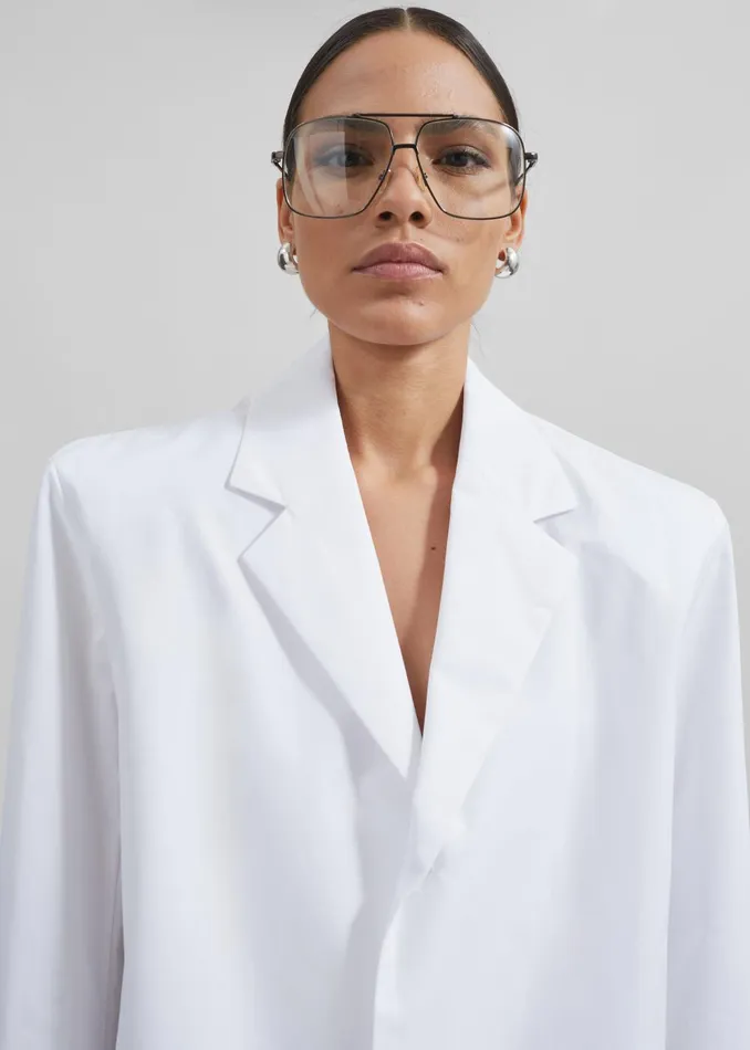 Women Avianna Padded Button Up Shirt 8211 White The Frankie Shop Tops