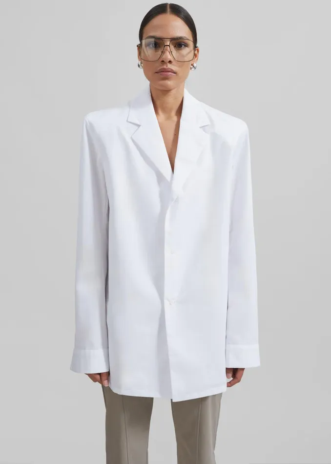 Women Avianna Padded Button Up Shirt 8211 White The Frankie Shop Tops