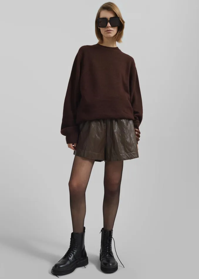 Women Axelle Faux Leather Shorts 8211 Brown The Frankie Shop Bottoms