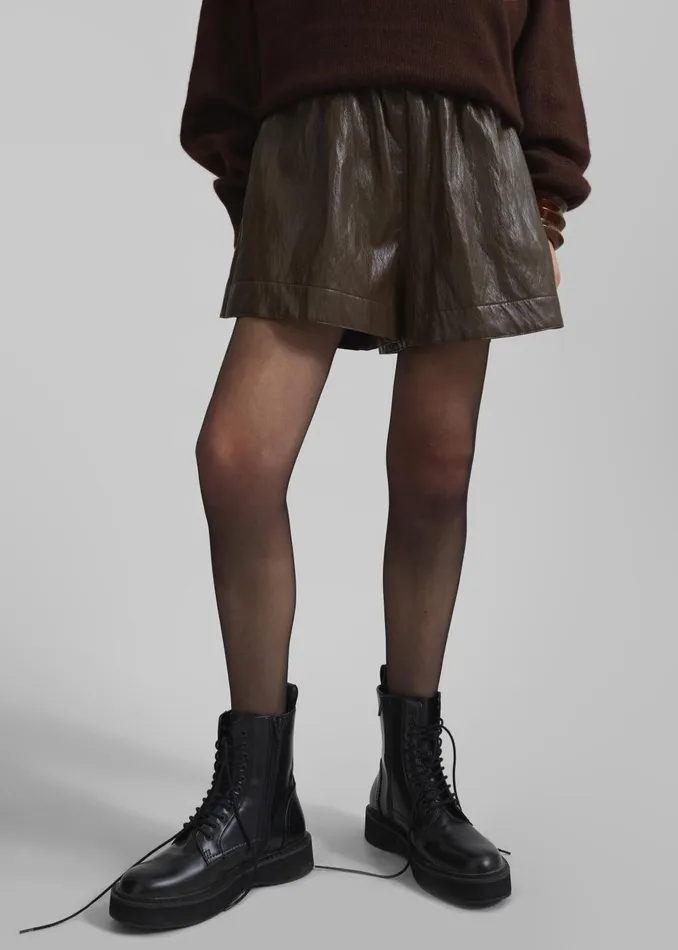 Women Axelle Faux Leather Shorts 8211 Brown The Frankie Shop Bottoms
