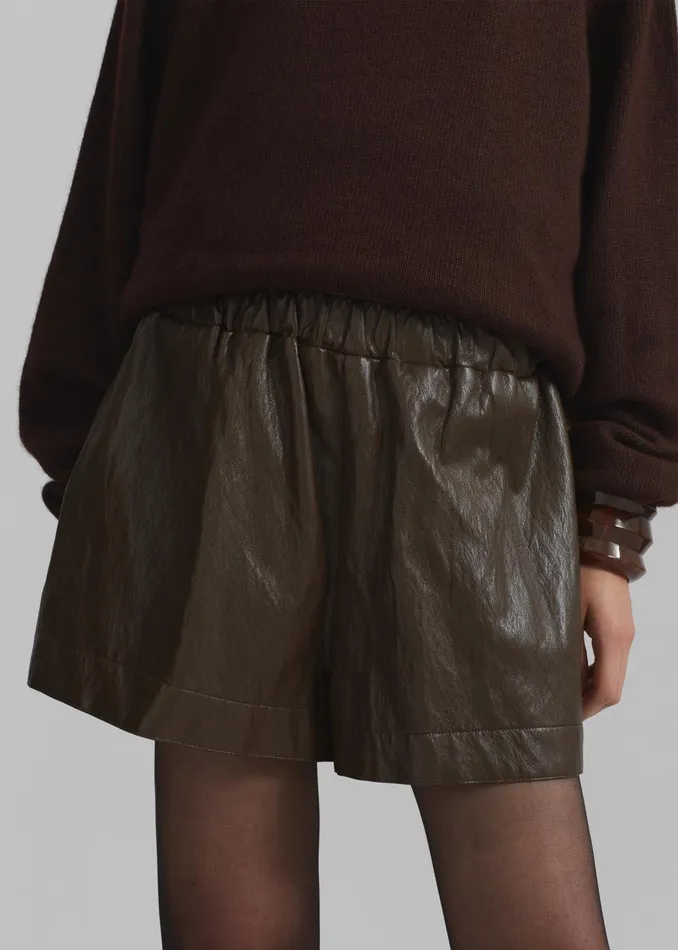 Women Axelle Faux Leather Shorts 8211 Brown The Frankie Shop Bottoms