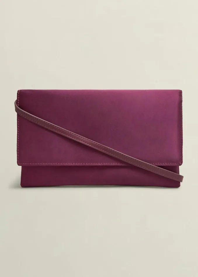 Women Bags Hobbs Renata Satin Clutch Bag Warm Plum