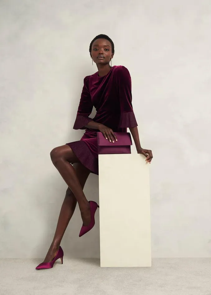 Women Bags Hobbs Renata Satin Clutch Bag Warm Plum