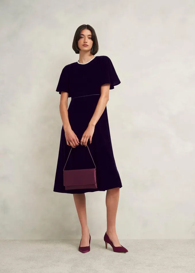Women Bags Hobbs Renata Satin Clutch Bag Warm Plum