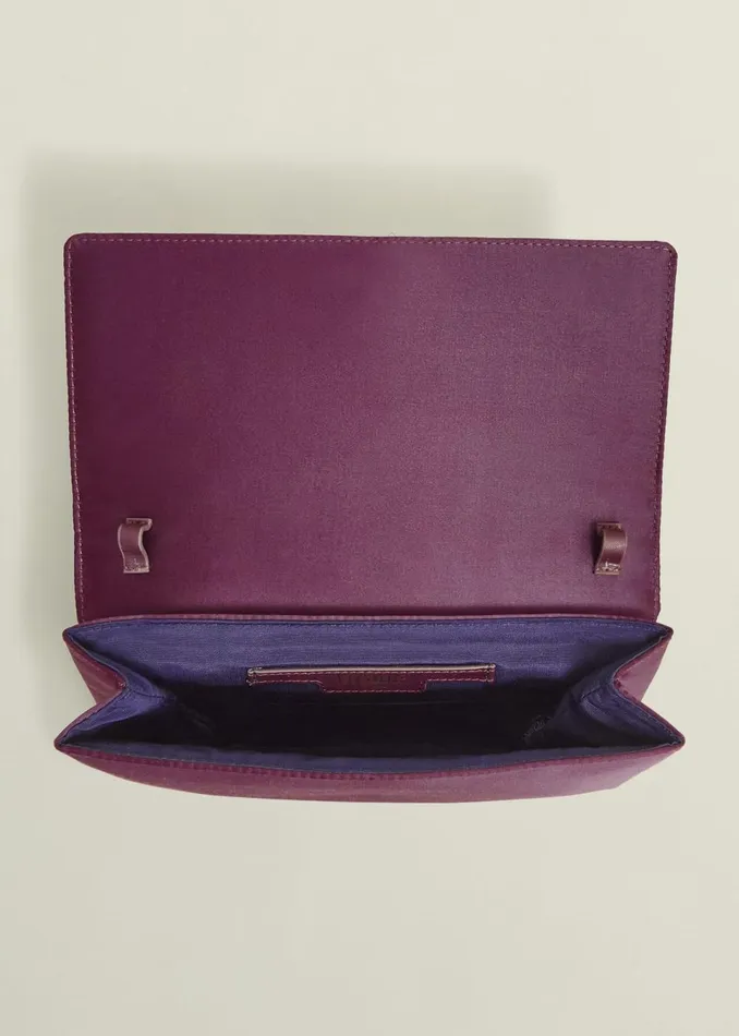 Women Bags Hobbs Renata Satin Clutch Bag Warm Plum