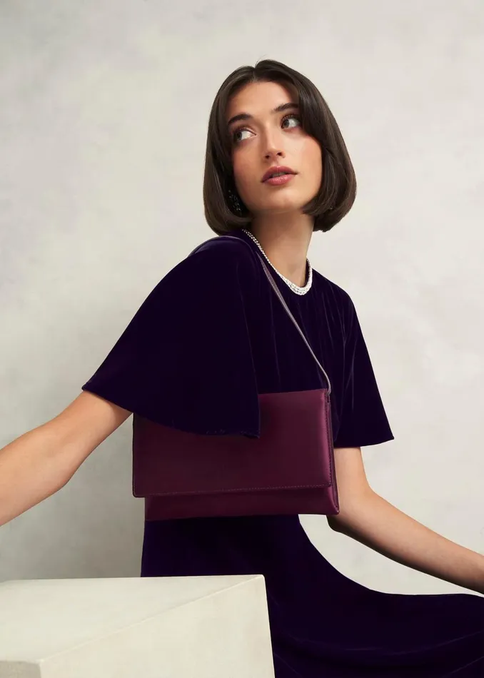 Women Bags Hobbs Renata Satin Clutch Bag Warm Plum