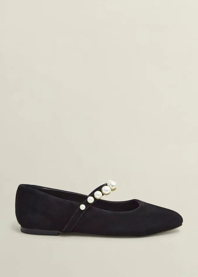 Women Ballerinas Hobbs Chrissy Pearl Mary Janes Black Pearl