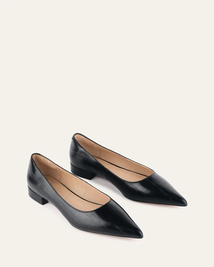Women BALLET jomercer Anita dress flat black lizard leather