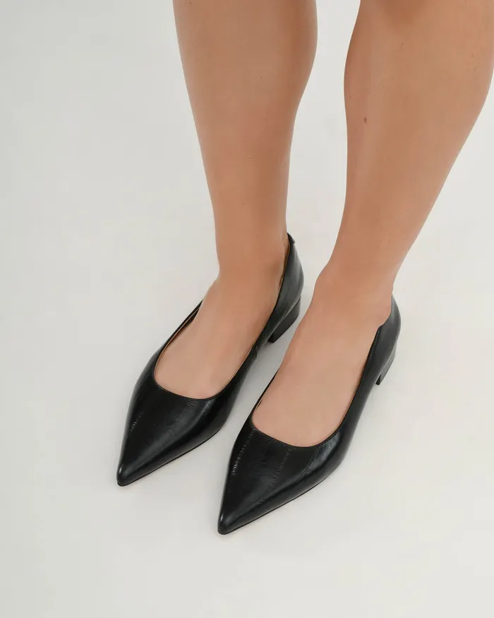 Women BALLET jomercer Anita dress flat black lizard leather