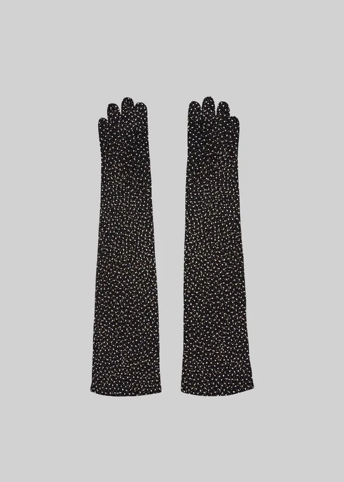 Women Beaufille Elbow Gloves 8211 BlackGold The Frankie Shop