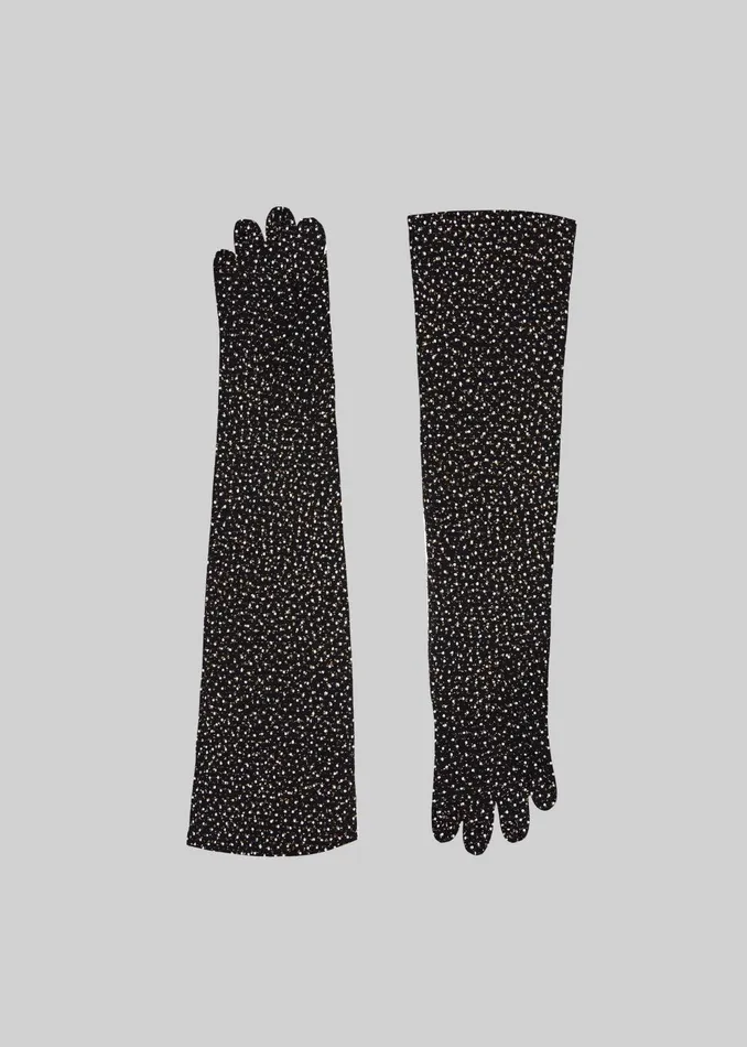 Women Beaufille Elbow Gloves 8211 BlackGold The Frankie Shop