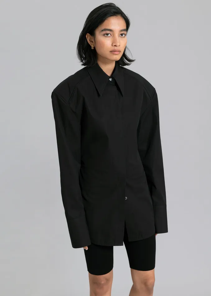 Women Bec Padded Shirt 8211 Black The Frankie Shop Tops