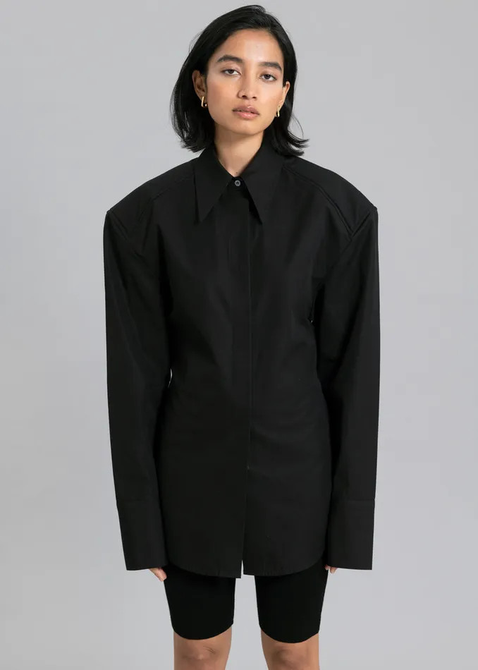 Women Bec Padded Shirt 8211 Black The Frankie Shop Tops