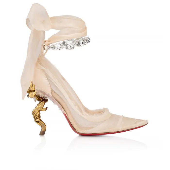 Women Belle And Jewels 100 Mm Strappy Pumps 8211 Mesh And Jewel 8211 Blush Christian Louboutin Pumps