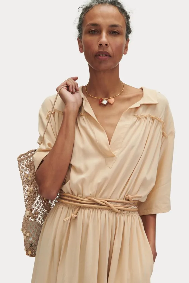 Women Belts Rachel Comey Skinny Tubular Tie Belt Nude
