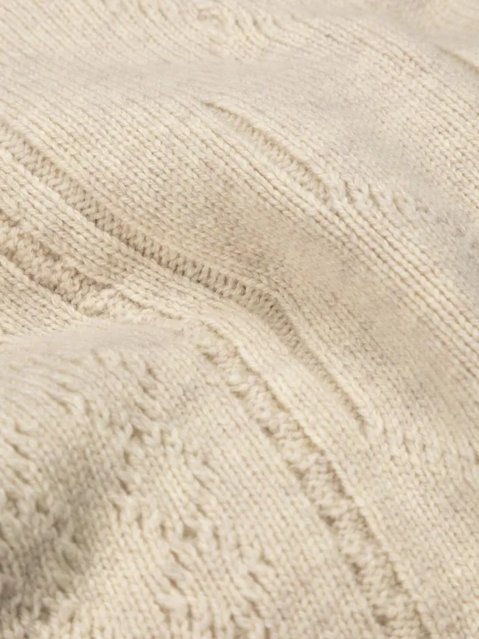 Women Berneray Cable Crew Jumper Pebble Grey Finisterre Knitwear