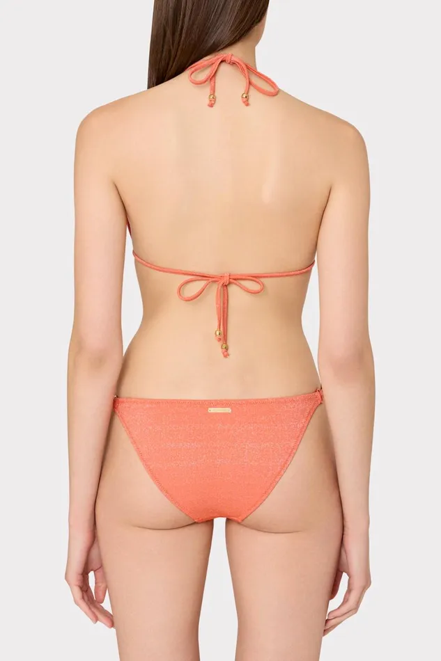 Women Bikinis Milly Metallic Ring Triangle Bikini Top Orangesilver