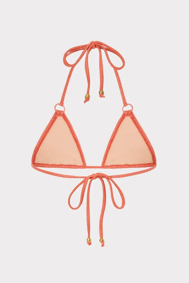 Women Bikinis Milly Metallic Ring Triangle Bikini Top Orangesilver