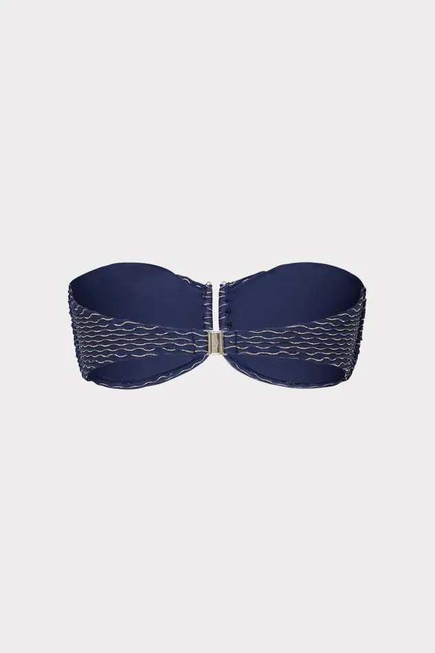 Women Bikinis Milly Verone Texture Waves Bandeau Top Navy Women Bikinis Milly Verone Texture Waves Bandeau Top Navy