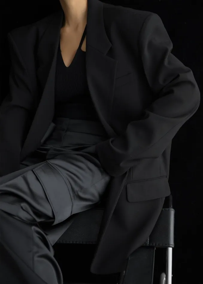 Women Billie Oversized Blazer 8211 Black The Frankie Shop Outerwear