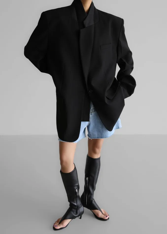 Women Billie Oversized Blazer 8211 Black The Frankie Shop Outerwear