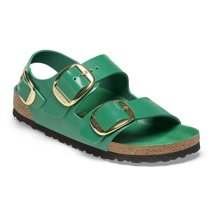 Women Birkenstock BackAnkleStrap Milano Big Buckle High Shine Digital Green