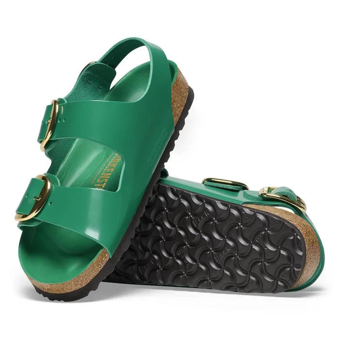 Women Birkenstock BackAnkleStrap Milano Big Buckle High Shine Digital Green
