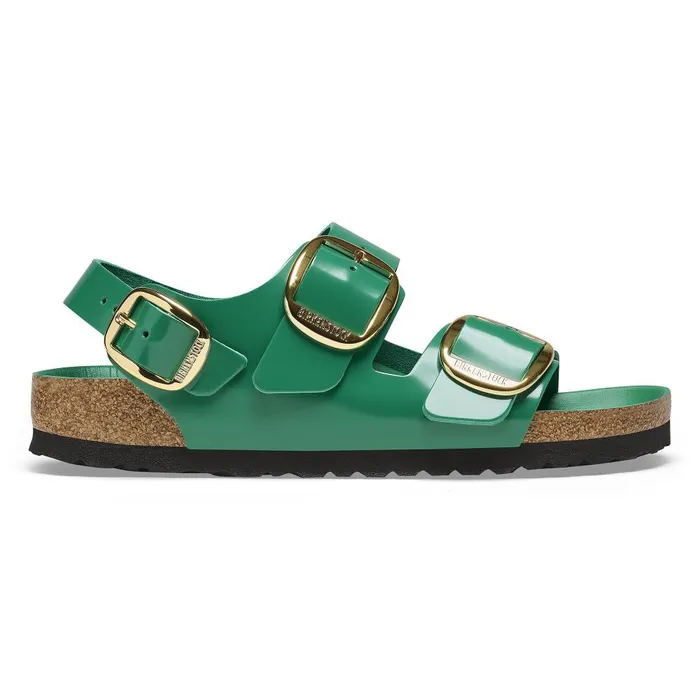 Women Birkenstock BackAnkleStrap Milano Big Buckle High Shine Digital Green