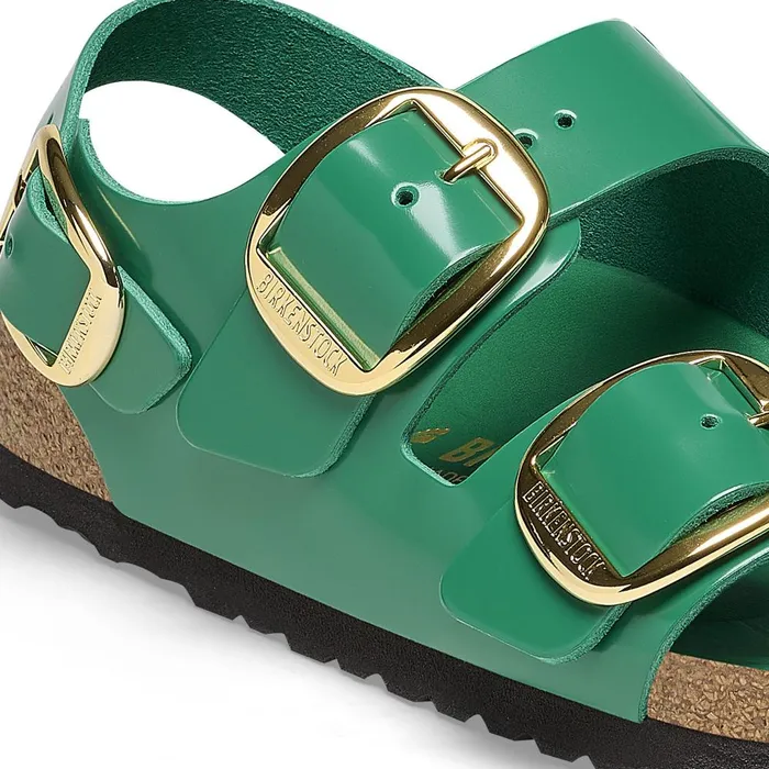 Women Birkenstock BackAnkleStrap Milano Big Buckle High Shine Digital Green