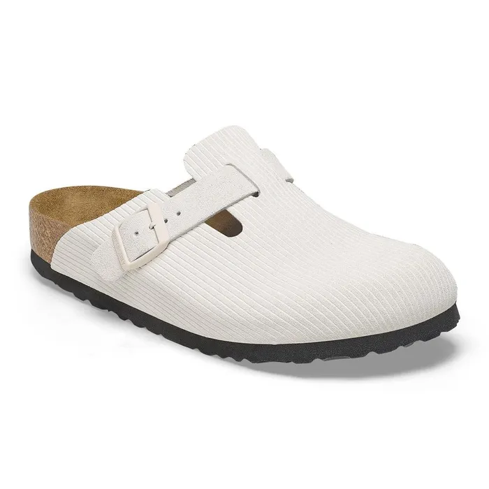 Women Birkenstock Clogs Boston Corduroy Antique White
