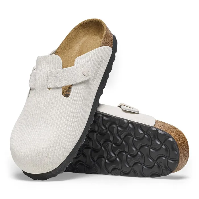 Women Birkenstock Clogs Boston Corduroy Antique White