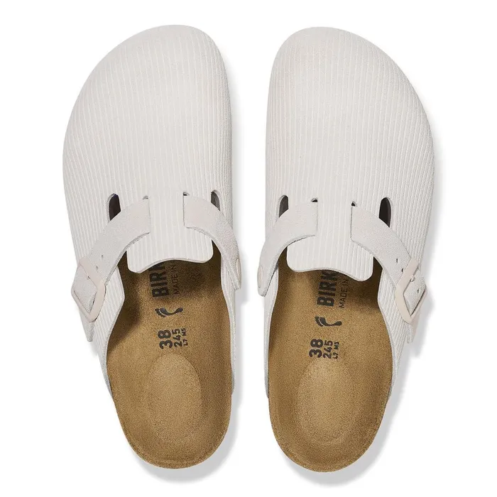 Women Birkenstock Clogs Boston Corduroy Antique White
