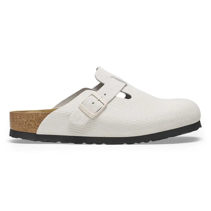 Women Birkenstock Clogs Boston Corduroy Antique White