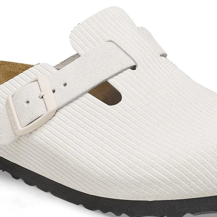 Women Birkenstock Clogs Boston Corduroy Antique White