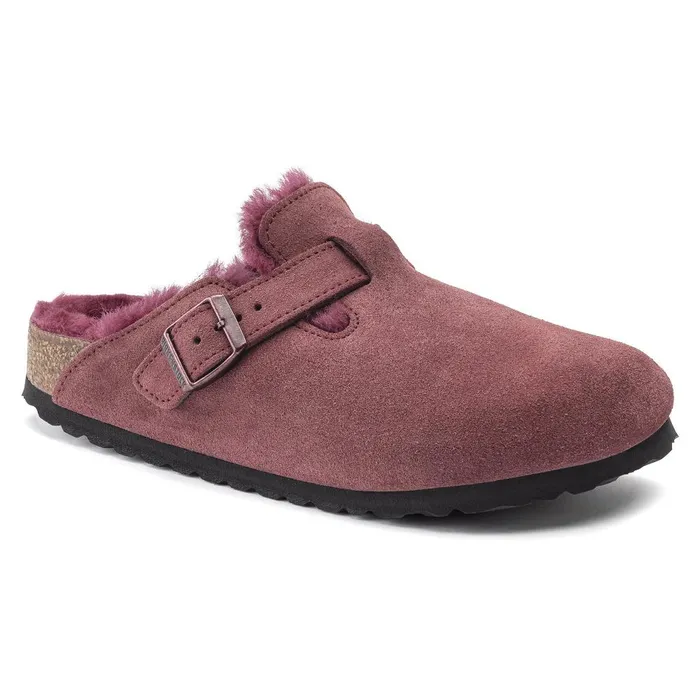 Women Birkenstock Clogs Boston Shearling Maroon