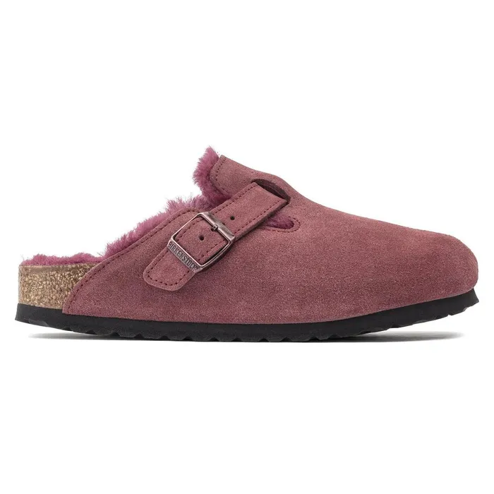 Women Birkenstock Clogs Boston Shearling Maroon