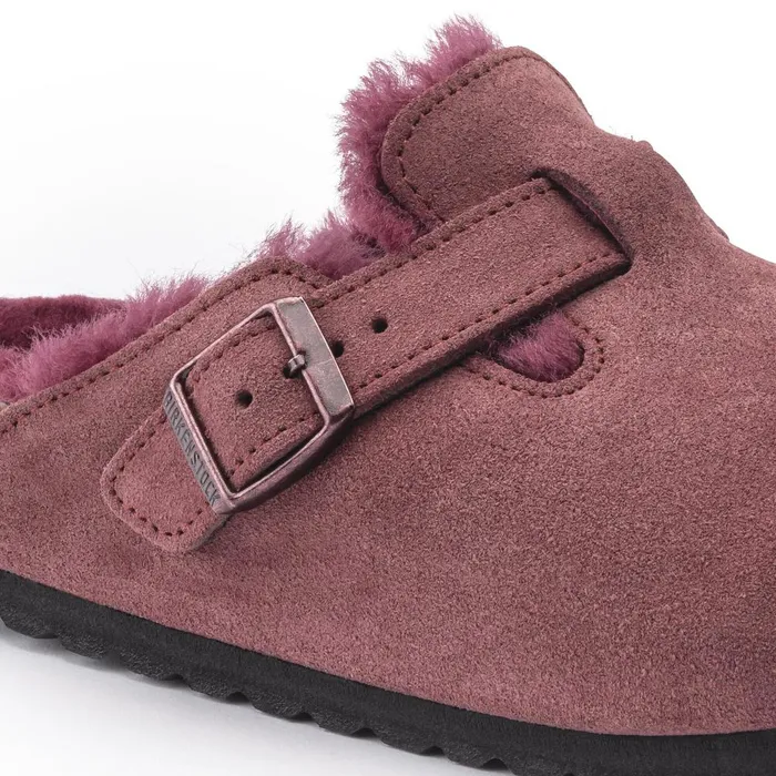 Women Birkenstock Clogs Boston Shearling Maroon